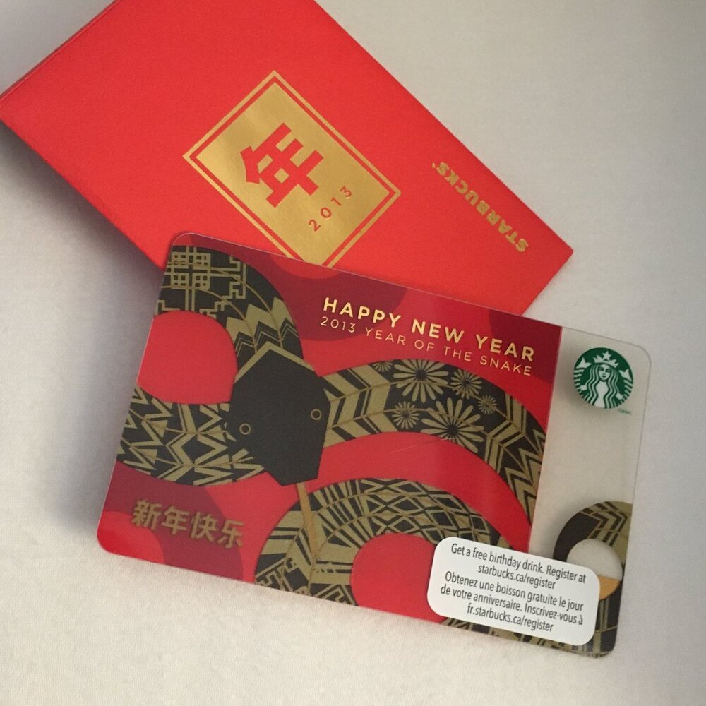 Starbucks 2013 Lunar New Year of the Snake Gift Card Red Envelope
